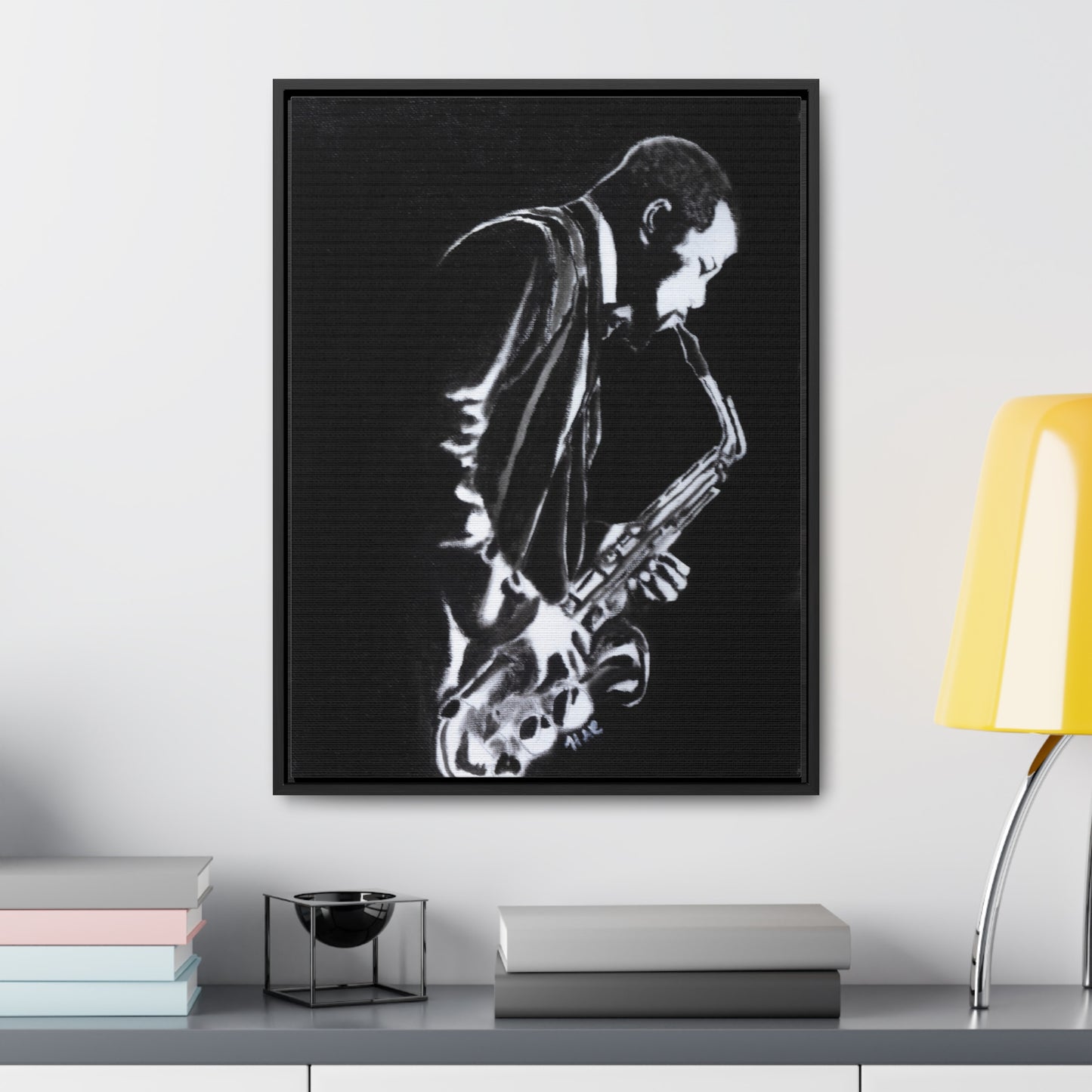 "Saxophonist" Musician Vibes Wall Art, Jazz Lover Gift, Saxophone Player Decor, Musical Canvas
