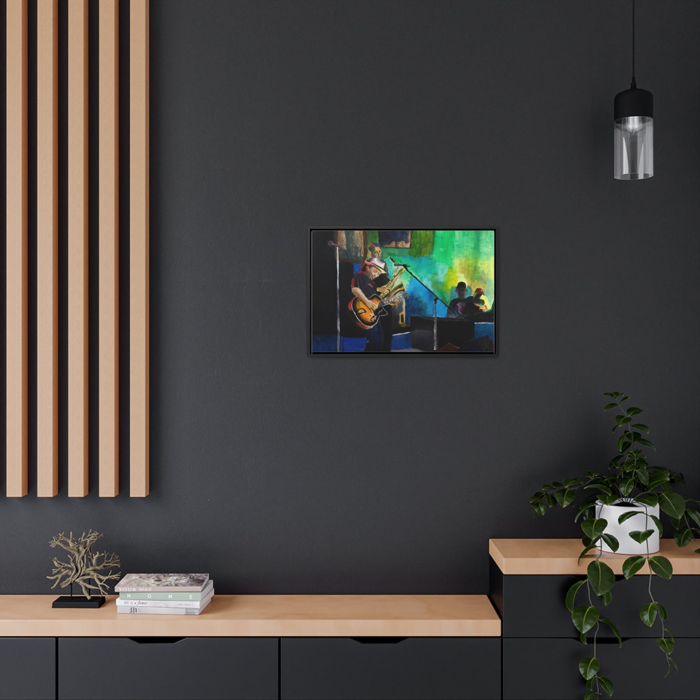 Guitar George Vibrant Music Scene Gallery Canvas Wrap