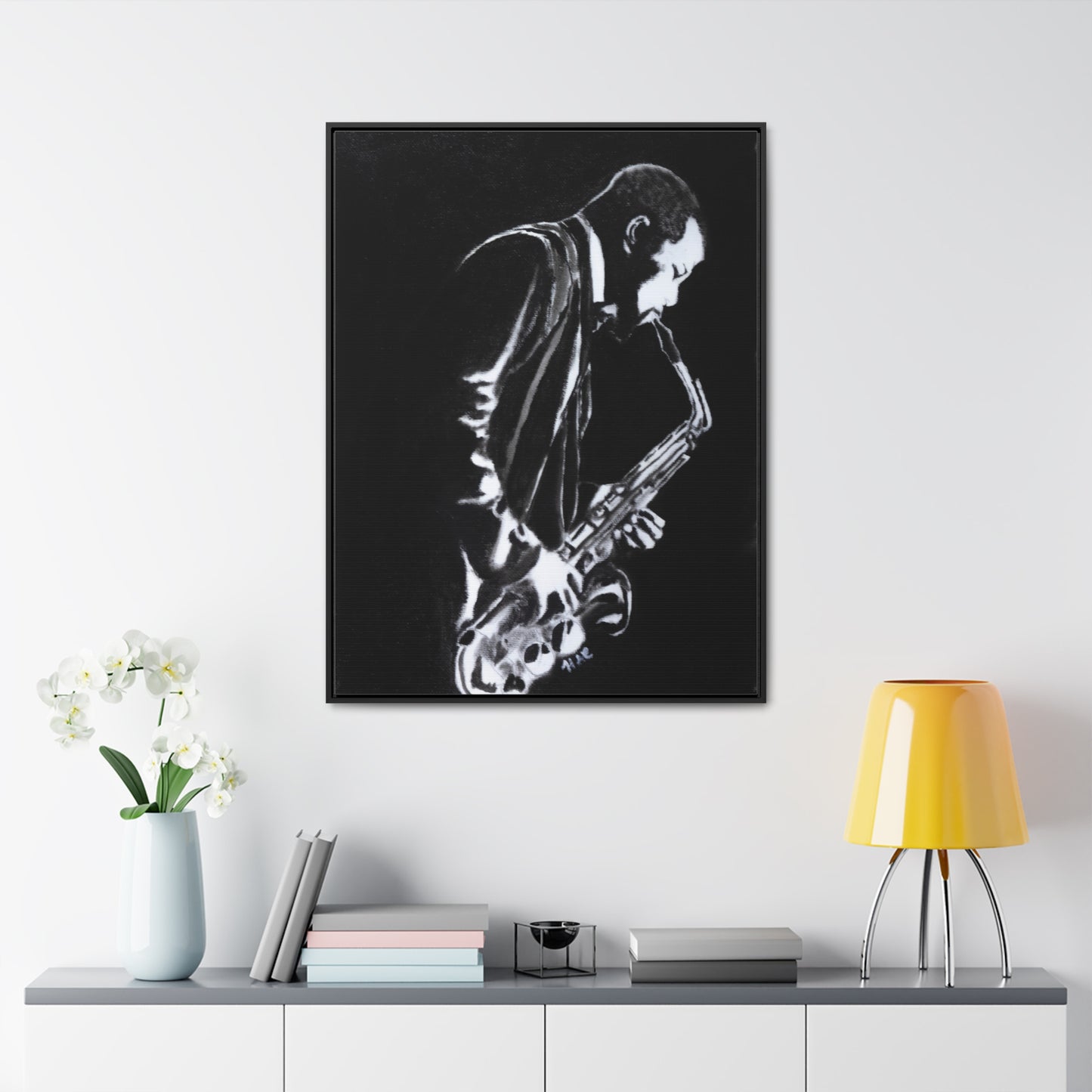 "Saxophonist"  Musician Vibes Wall Art, Jazz Lover Gift, Saxophone Player Decor, Musical Canvas