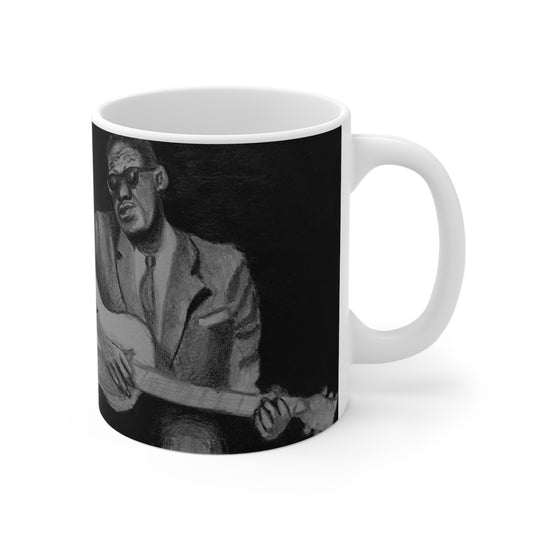 Lightnin Hopkins Blues  Artistic Black and White 11oz Mug - Perfect for Art Lovers & Gift Giving