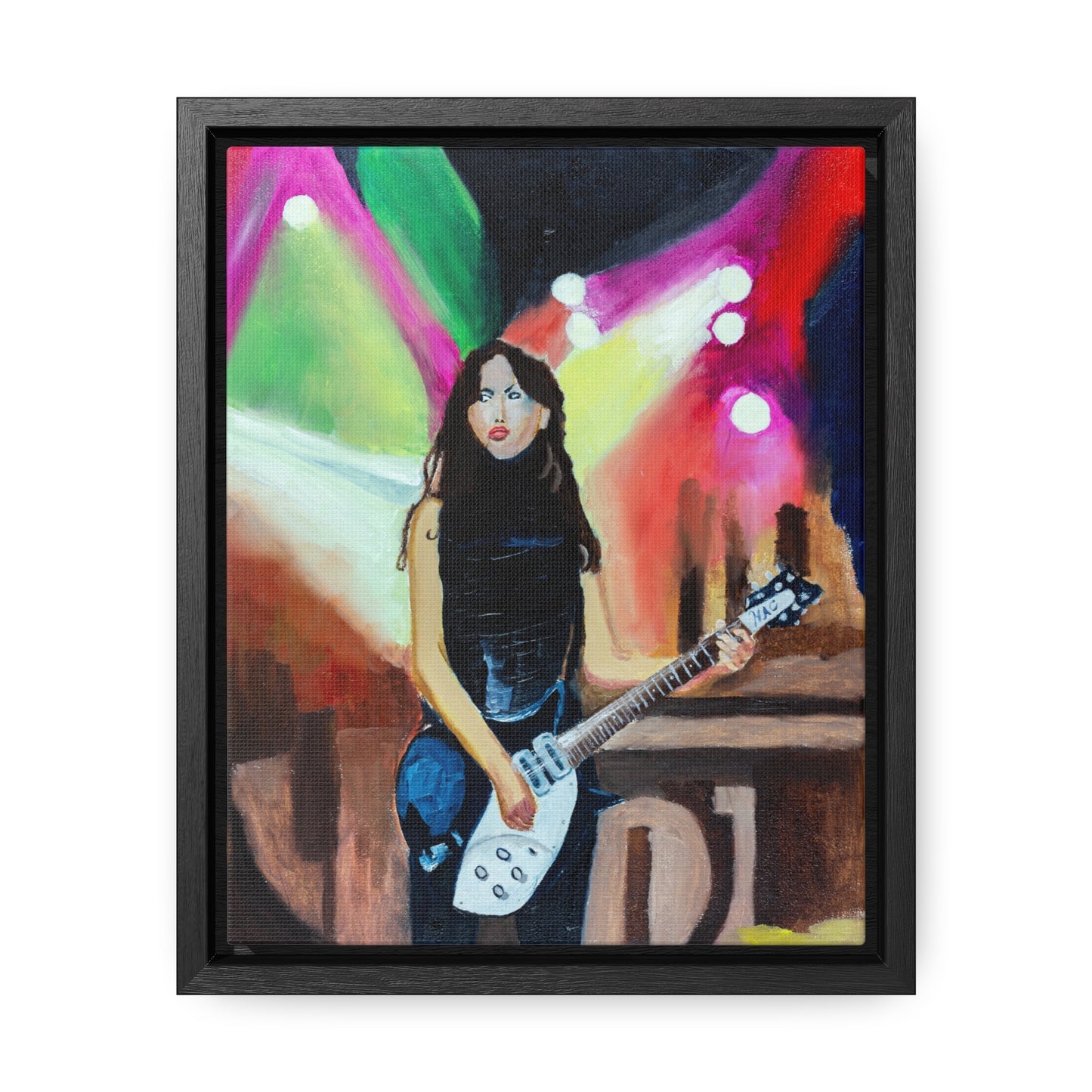 "Showtime"   Woman Playing Electric Guitar Gallery Canvas Wraps, Vertical Frame