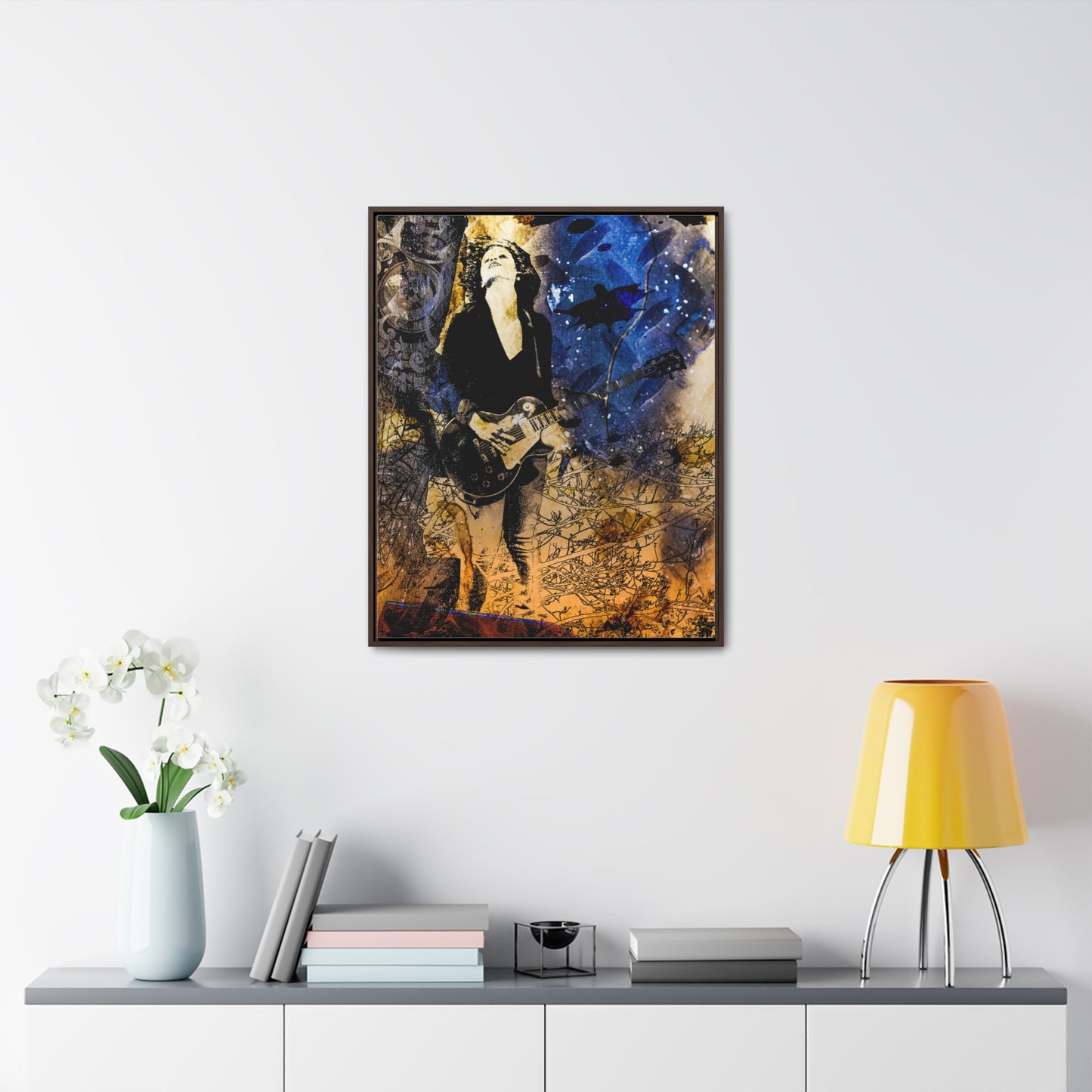 "Scorched"  Canvas Wall Art, Abstract Woman Playing Electric Guitar, Music Lover Gift,