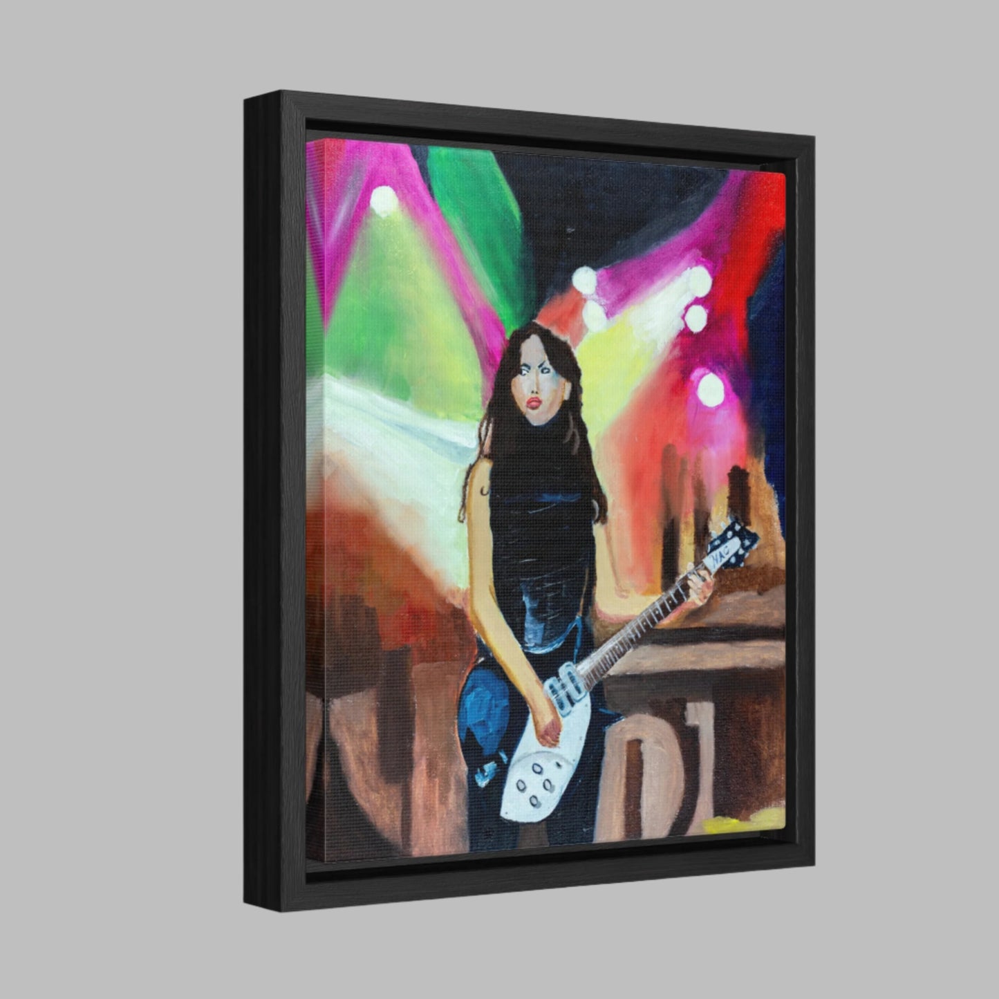 "Showtime"   Woman Playing Electric Guitar Gallery Canvas Wraps, Vertical Frame