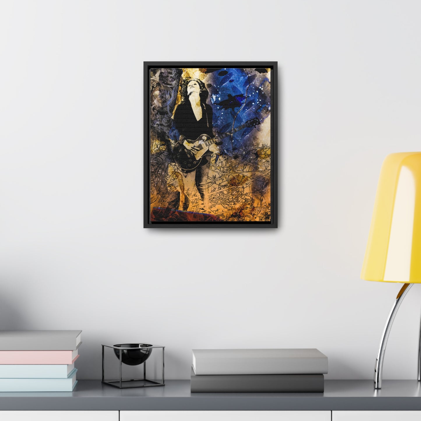 "Scorched"  Canvas Wall Art, Abstract Woman Playing Electric Guitar, Music Lover Gift,