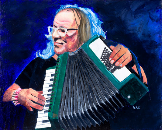 Squeezebox  Original Painting oil on cradled wood panel  20 inches by 16 inches